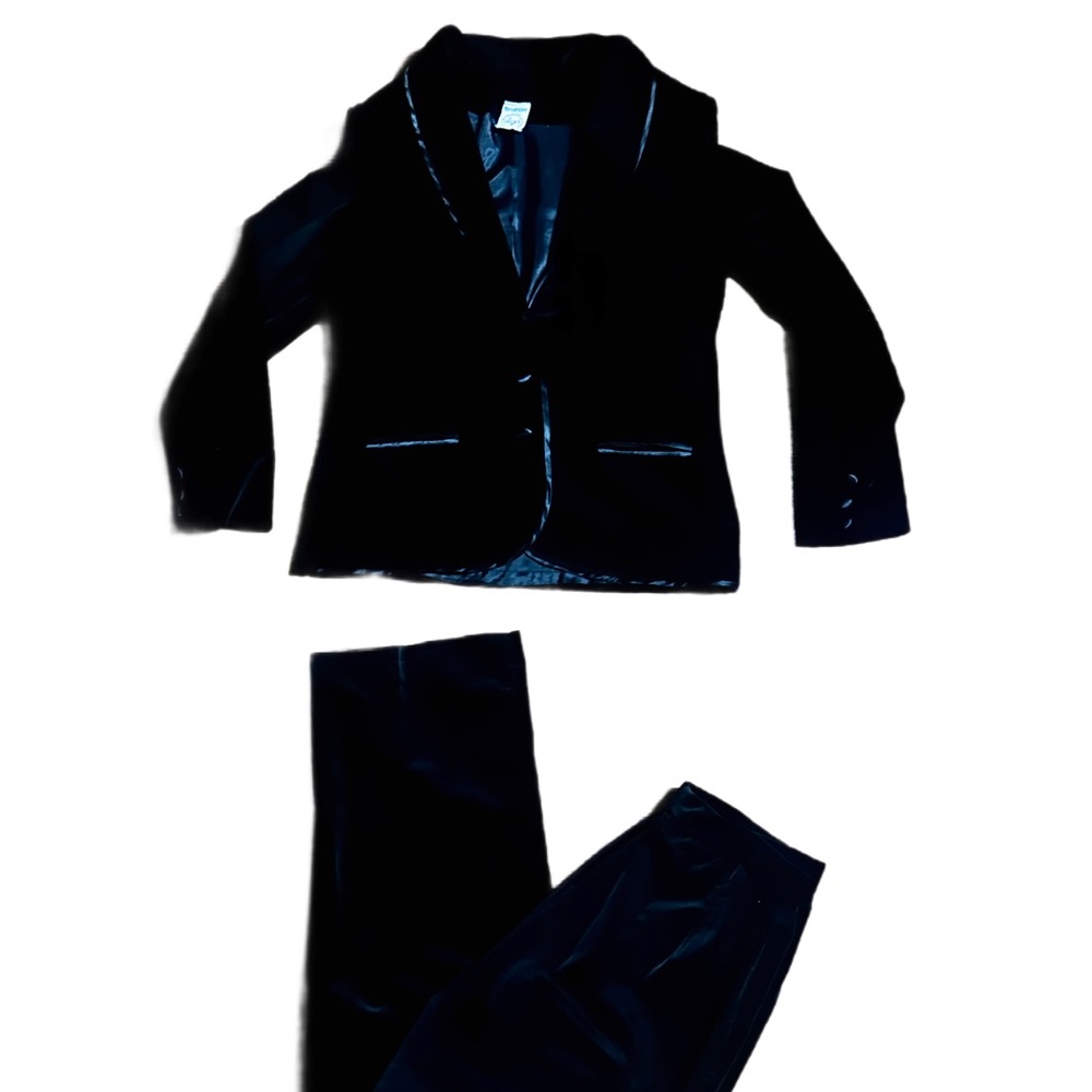Tall Girls California ~ Vintage ~ Size 14 ~ Black ~ Suede Jacket & Pants Set